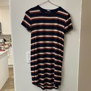 Garage T Shirt Dress. XS. Rayon / Spandex. Navy striped dress. Pre owned. GUC